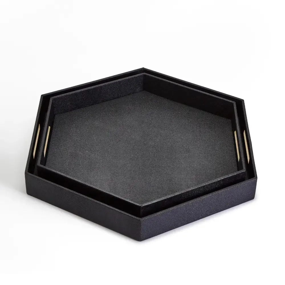 S/2 Black Hexagon Stingray Tray
