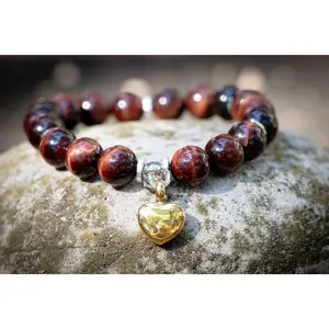 Red Tiger Eye Keepsake Urn Heart Bracelet