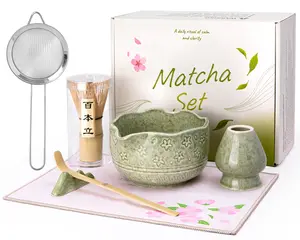 Biching Matcha Whisk Set,7 Pcs Matcha Set,Matcha Kit for Ceremony,Tradition Tea Set for Making Breakfast/Latte,Matcha Whisk Set with Bowl/Whisk and Holder, Traditional Japanese Matcha Tea Set Kungfu Tea Accessories Set