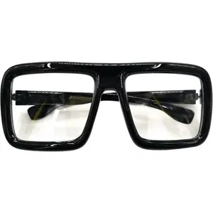 Thick Square Frame Glasses -  Black Glasses Clear Lens for Women, Men