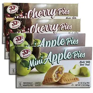JJ's Bakery Mini Apple and Cherry Fruit Pies, 4 Boxes, 24 Pies Total