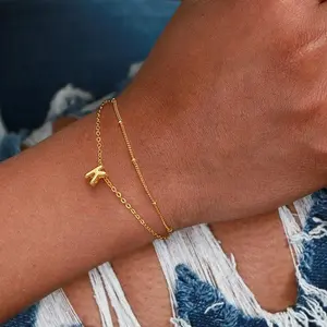 Trendy initials bracelet mini adjustable chain bracelet temperament fashion jewelry gift for women