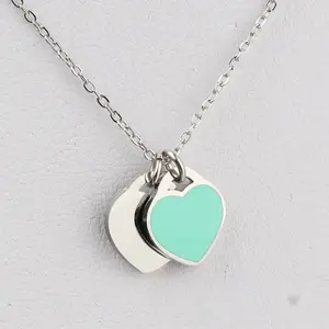 Green Blue Double Heart Necklace - Perfect Return to Birthday Gift Accessory