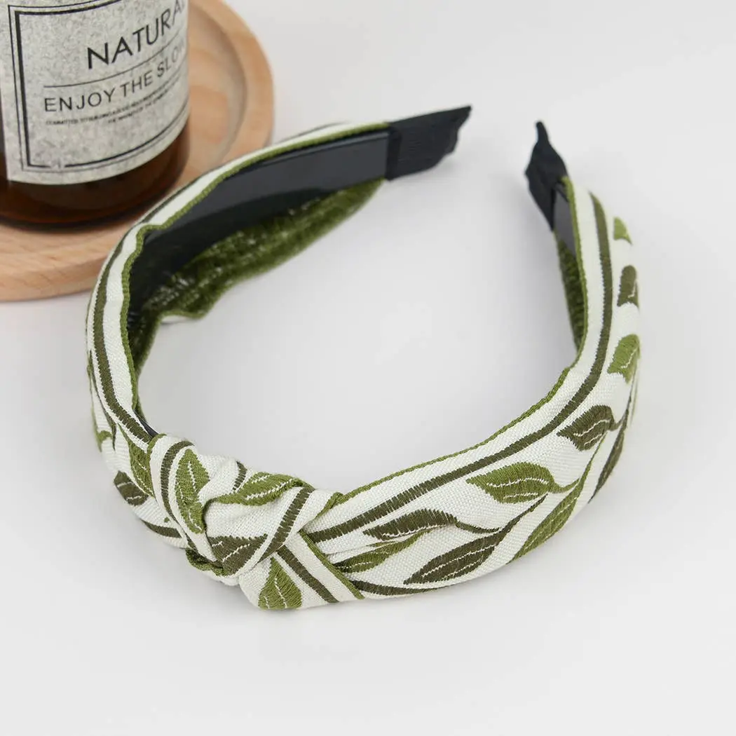Top Knot Embroidered Floral Headband