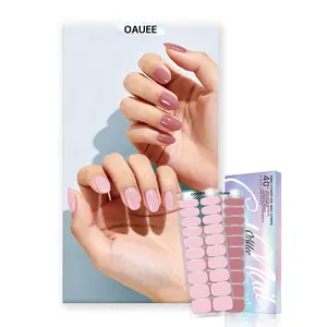 Semi Cured Gel Nail Strips 40Pcs | 2-Color Combo for DIY Salon Nails | Easy Apply, Long-Lasting Shine | UV Light Needed
