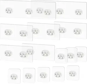 15 Pack Shower Caddy Adhesive Replacement - Strong No Drilling Shower Shelf Adhesive Hooks for Bathroom Storage Shelves & Kitchen Racks, 3 Sizes Included