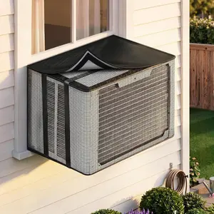 Air Conditioner Covers for Outside, Mesh Window Ac Cover for Outdoor Block  Leaves and Debris, Rainproof Cover for Wall Ac Unit (17"W x 13"H x 12"D)