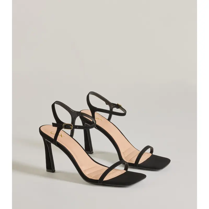 Style Pop Square Toe Nubuck Stiletto Heels