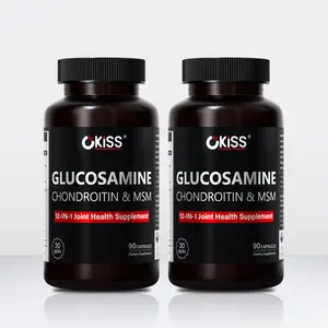 Okiss Glucosamine Chondroitin MSM 2077mg 12-in-1 2-Pack, Joint Support Supplement, Natural Height Increaser, 90 Capsules