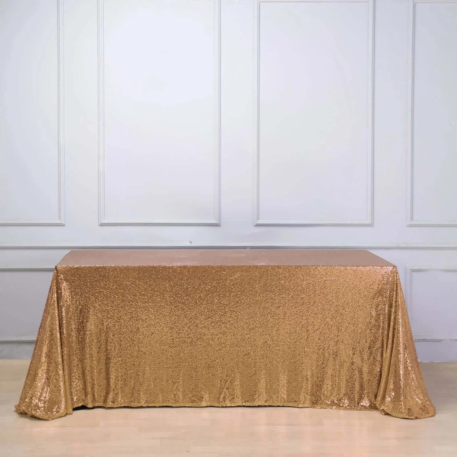 Gold Sequin Rectangle Tablecloth - 90"x156" Seamless Shimmer Finish, Party Decoration Supplies for Weddings, Birthday, Jewellery Shows Display, Refined Household Textile, Festival Decorations