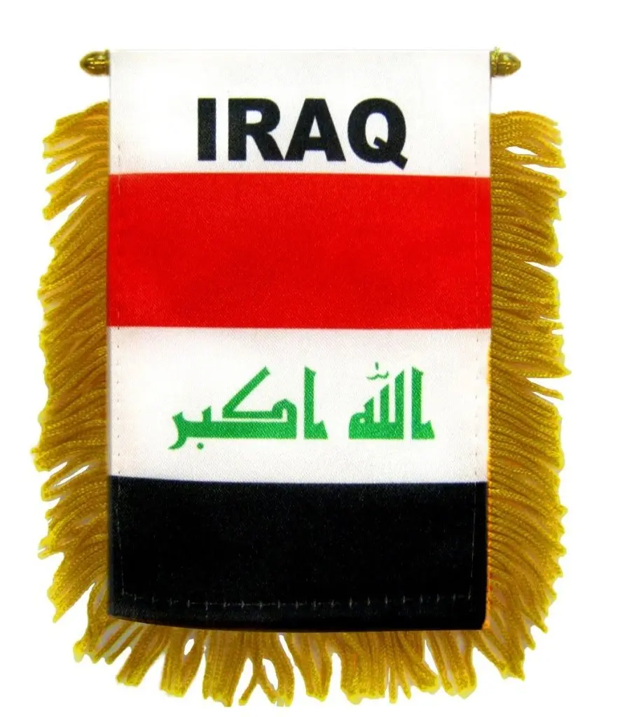 Iraq National Pride Mini Wall Decor Flag - 4x6 in Glass Plastic Hanger-Mounted Double-Sided Wall Hanging for Home, Festive & Party Supplies, Wall Decor Flags