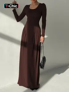 Women Spring Autumn Long Sleeve Bodycon Basic Elegant Party Dress Black Long Dress Womenswear