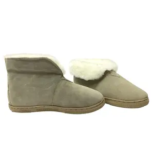 LU Men's Toasty Camp Slippers - Hard Sole Genuine Sheepskin Ankle Boots - Indoor Outdoor Booties