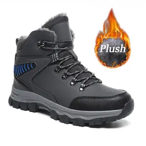 Men's Waterproof Non-slip Warm Snow Boots Fashion Casual Outdoor Hiking Boots Male All-match Round Toe Ankle Boots for Fall & Winter Boy Footwear Walking Shoes