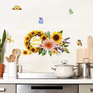 A self-adhesive wall sticker (30*60cm) featuring sunflowers in a summer nursery style, suitable for decorating living rooms, hallways, corridors, and children's rooms to beautify the home