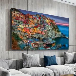 City Night & Seaside Scene DIY Diamond Arts Colorful Painting Kit without Frame, 1 Set DIY Decorative Art Picture for Beginners, Wall Art Decor for Home