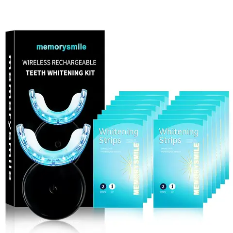Wireless Teeth Brightener Kit, Including 1 Count Light & 14pcs Teeth Brightener Strips, Teeth Brightening Kit, Home Dental Care Kit, Winter Gift Set, Valentine's Day Gift
