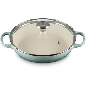 Le Creuset Enameled Cast Iron Signature Round Braiser with Glass Lid 2.25 qt. for Searing & Steaming Dishes