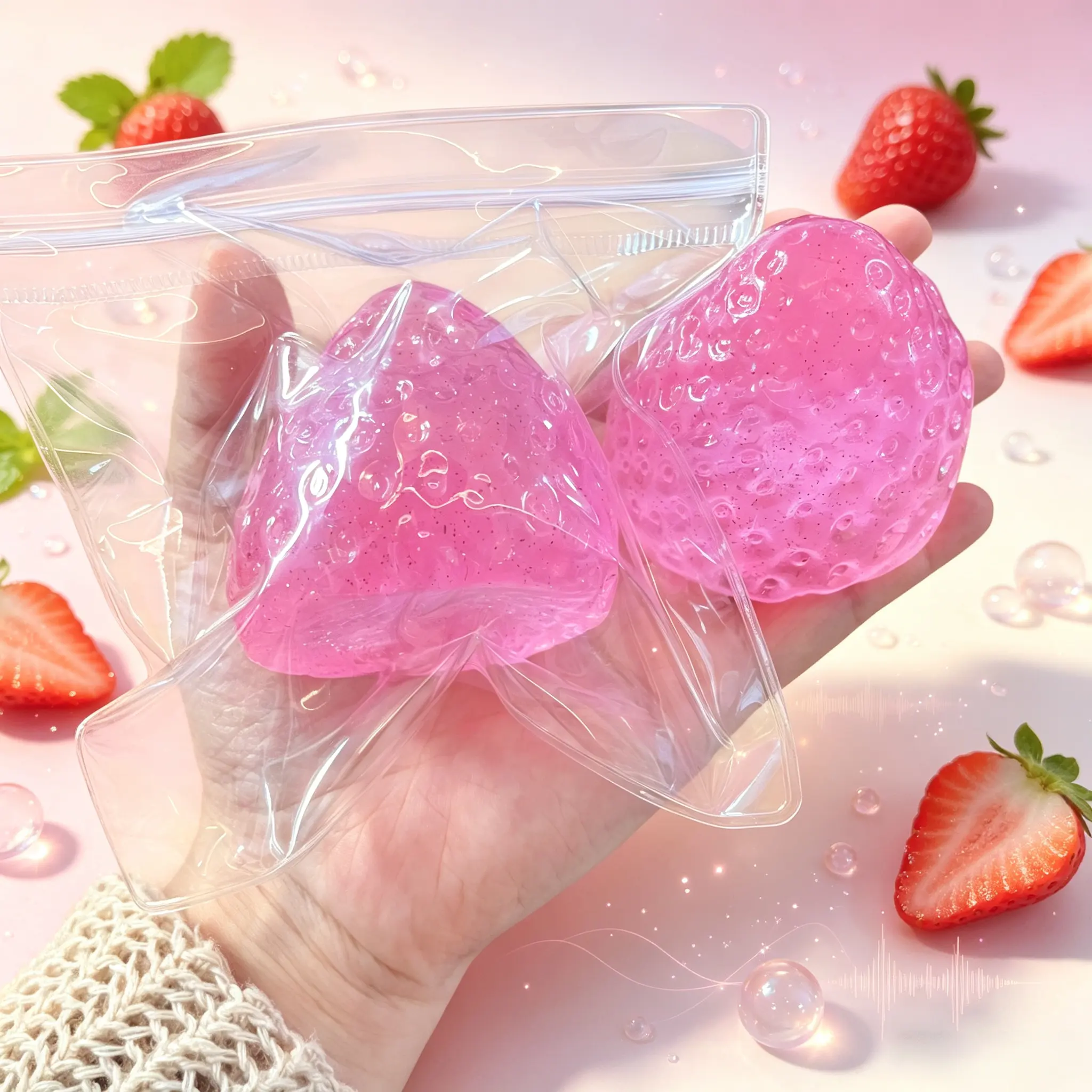 [Taba Strawberry Squishy] Handmade Silicon Taba Fruit Squishies DIY Stress Ball Fidget Toy