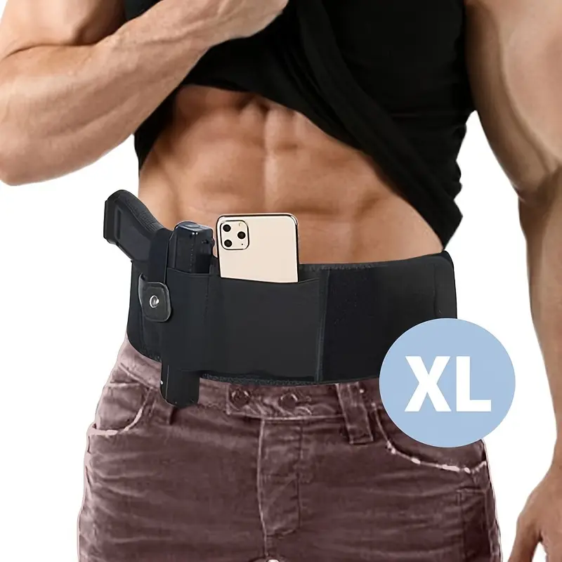 Men's Multifunctional Leather-Cover Waist Holster - Super Elastic Concealed Carry Holster with Spare Magazine Bag, Hidden Design for Adults, M, Hidden Carry Keeps Gear Discreet