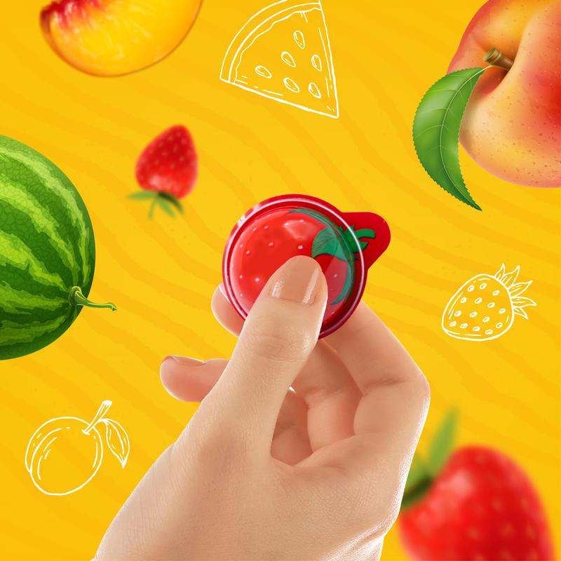 Fruit Gummy Balls Mix - 19 Ounce Jar (30 Count) - Jelly Filled Gummies - Individually Wrapped Gummy Candy - Watermelon, Strawberry, Peach - Candy for Goody Bags by Funtasty