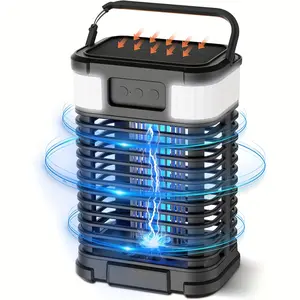 1 piece, solar-powered insect defibrillator for indoor and outdoor use, 5-in-1 portable electric mosquito defibrillator, rechargeable flying defibrillator, with 4000mAh battery, 4200V, LED light, sensor control, suitable for home, courtyard, backyard, cam