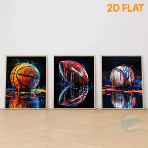 [2D Flat Printing] 3pcs/set Vibrant Football Paint Drip Wall Art Poster, Modern American Football Canvas Painting Prints, Sports Fan Decor for Man Cave, Bedroom, Game Room, Living Room Art, Dopamine Decor, Unframed, Artistic Decoration
