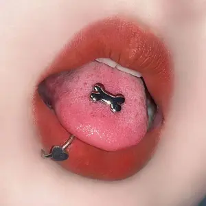 Fat Dog Bone Spice Girl Sweet Cool Tongue Nail Tongue Ring Tongue Nail Cute 316L New Trend 316L Men and Women
