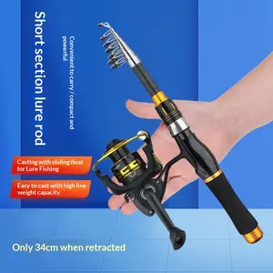 Short Lull rod mini telescopic fishing rod complete set, sea rod water drop wheel spinning wheel small short section fishing rod