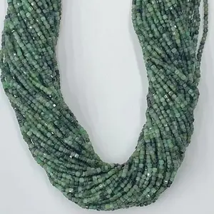 Natural  Green Gemstone Cube Faceted Beads Tiny Loose Beads Square Faceted Beads For DIY Jewelry Making Desig Handmade Crafts Bracelet, Necklace, Earrings AAA Quality 15.5 Inches Long, Semi Precious Stone, Spacer beads