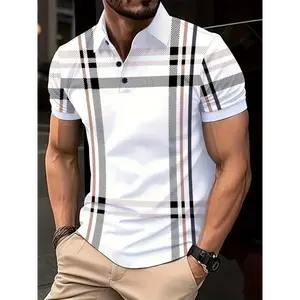 Retro Classic Plaid Print Men's Short-sleeved Lapel Shirt, Suitable For Summer Outdoor