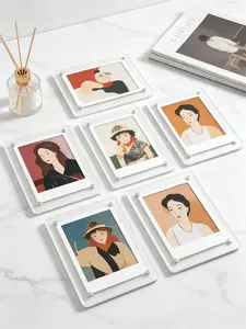 Double-Sided Acrylic Magnetic Frames, 2.36x3.67 Inch Small Photo Holders for Tabletop, No Assembly Required