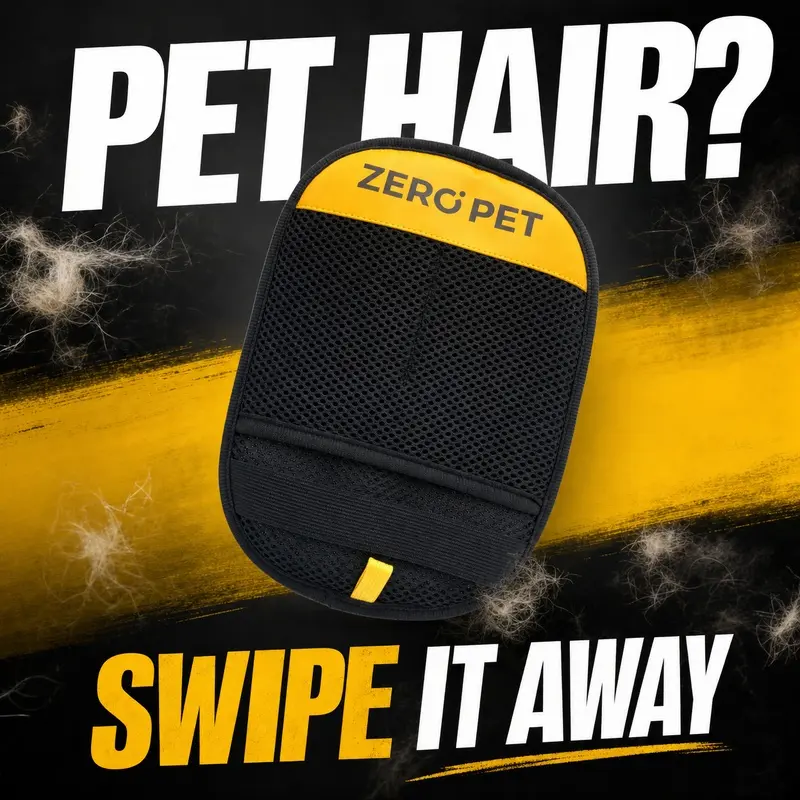 Electrostatic Pet Hair Removal Glove, 0-Residue Double-Sided Brush Mitt, Reusable Dog & Cat Grooming Tool for Car Mats Cleaning
