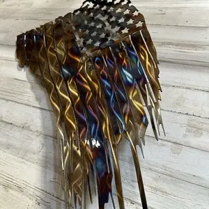 Heat Treated Tattered American Flag - Durable Decorative Item for Home