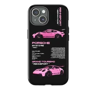 Porsche 911 Gt3 Pink Silver Cars Couple Tough Phone Case For Iphone 16 15 14 13 12 11 Plus Pro Max Mini Phone Cover For Porsche Fans