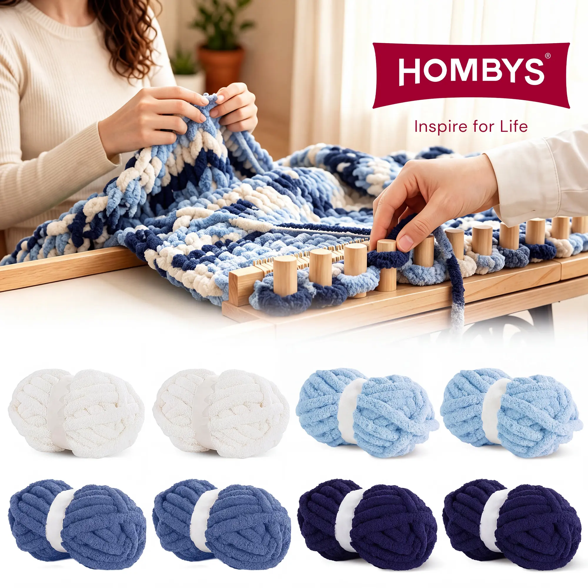 HOMBYS 8 Jumbo Pack Chunky Chenille Yarn,multicolor yarn for hand knitting– Super Thick Chunky Yarn for Crocheting，DIY Crafts -Extra Soft Bulky Fluffy (27yds,8 oz Each Skein)