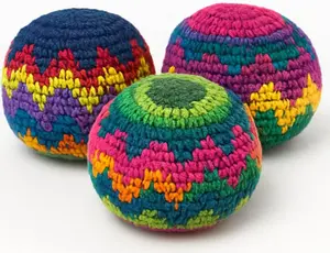 3PCS Hacky Sack Footbag Set Handmade Crochet Hacky Kick Sack Balls Knitted Kick Balls for Kids & Adults, Handmade Toss Bags for Playground, Parties & Travel (Random colors)