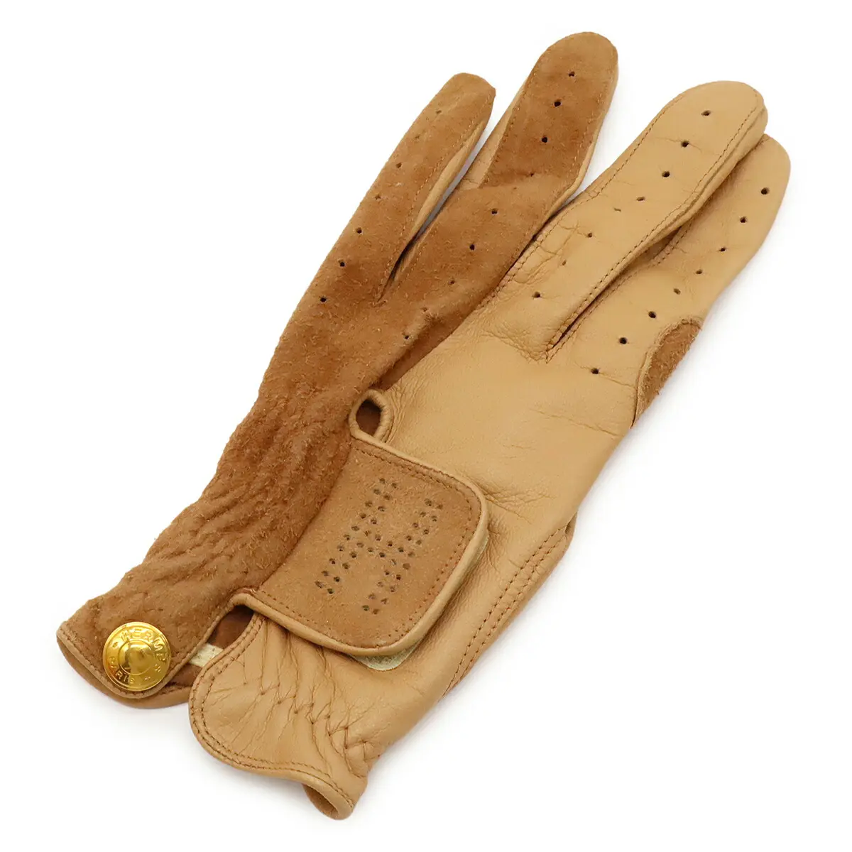 Pre-owned HERMÈS Suede Small Leather Goods Hermes H logo Leather Golf Glove