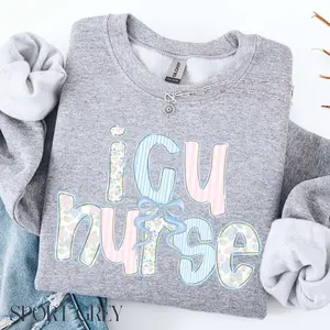 ICU Nurse T-SHIRT / Sweatshirt, Icu Nursing Gifts, Coquette ICU Nurse , Icu Nurse Gift, ICU Nurse Shirt Cotton Fabric