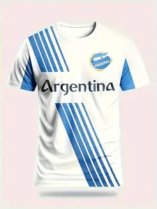 Argentina National Team Home Jersey, Training Match Sport T-Shirt, Fan Casual T-Shirt, Comfortable Breathable Fitted