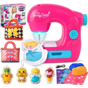 TUZT Mini Sewing Machine Toy Kit for Kids Beginners, 22pcs Sewing Machine with Sewing Kit, Light and Finger Guard, Birthday Christmas Gift for Kids Girls 4-12