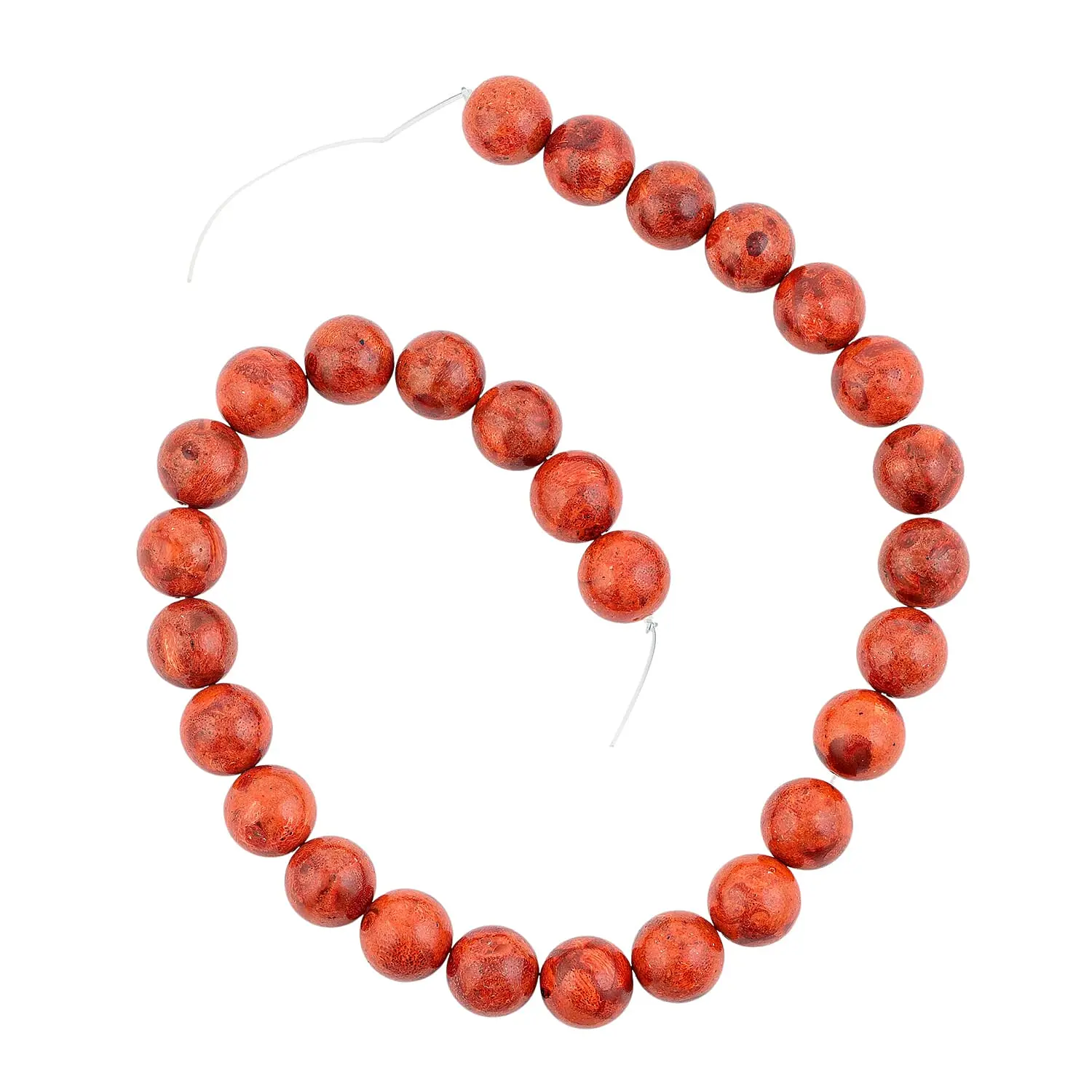 Red Sponge Coral Beaded Strand Necklace (16 Inches)