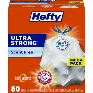 Ultra Strong Tall Kitchen Trash Bags, Unscented, 13 Gallon 80 Count