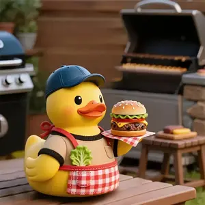 Creative Hamburger Duck Resin Desktop Ornament, Cute Duck Design, Unique Home Decoration Gift, Collectible Duck Sculpture for Animal Lovers