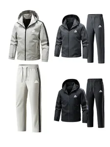 Men's Lightweight Hooded Sports Suit for Spring & Autumn, Outdoor Windproof Waterproof Softshell Jacket, Casual Nylon Tracksuit Set, Athletic Tracksuit Set, Sports Suit Tracksuits