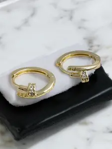 Nail Theme CZ 14k Gold Electroplated Earrings