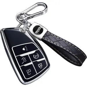 Key Fob Cover for Chevy Suburban, for GMC Yukon Denali Terrain, Soft TPU Key Case for Chevrolet Silverado Tahoe Equinox Traverse, for Buick Envision Remote Smart Key Holder(5 Buttons Black)