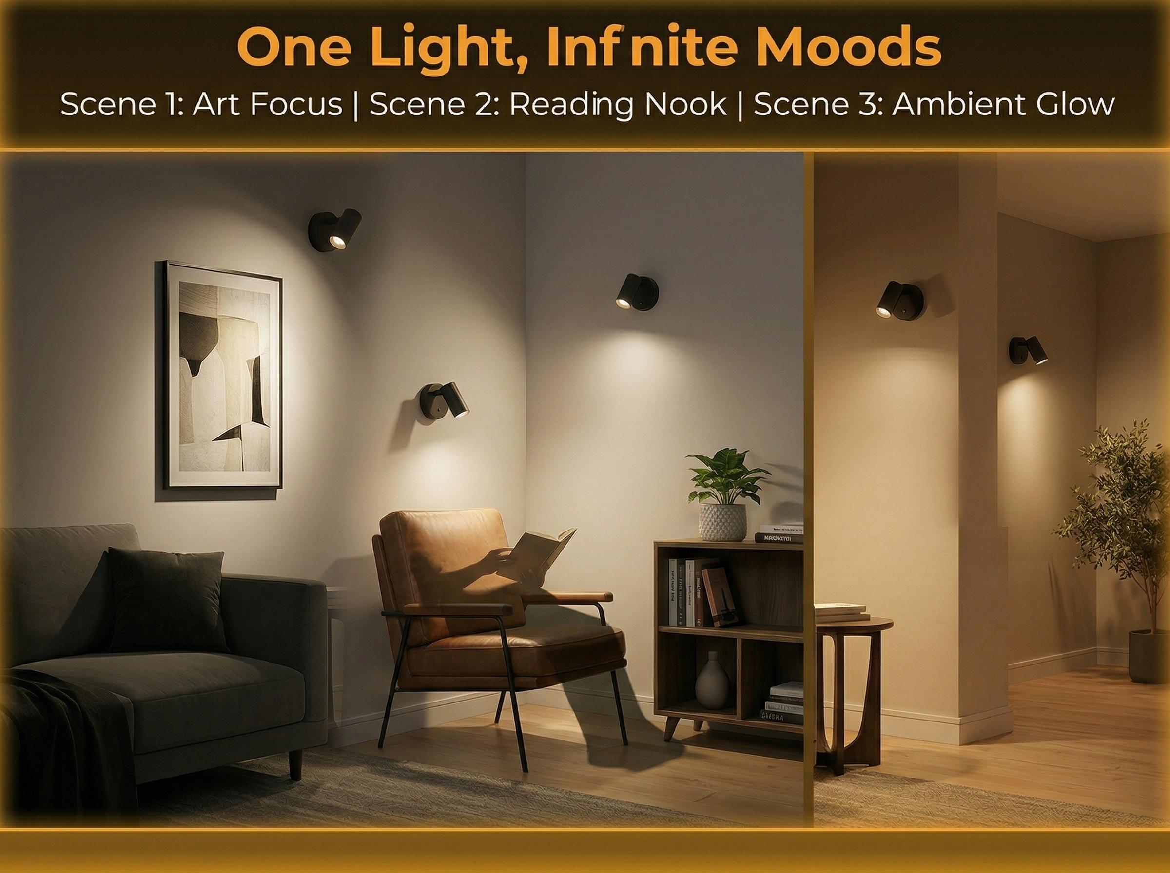 Spotlights Indoor with Remote, 5500mAh Rechargeable Picture Lights, Wireless LED Uplighting with Timer & Dimmable, 3CCT, Mini Plant Spot Lights for Painting, Artwork (4 Pack - Black) shower lamp