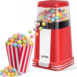OSTBA Mini Retro Oil-Free Popcorn Maker, 1200W Hot Air Popper Machine, 12 Cups Electric Popcorn Popper with Butter Tray, One-Button Control, Compact Popcorn Maker for Home & Gifts