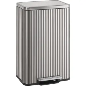 Trash Can, 13 Gallon (50 L) Garbage Can for Kitchen, with Lid, Pedal, and Removable Inner Bucket, Soft Close, Stainless Steel, 15 Trash Bags (Code K) Included,